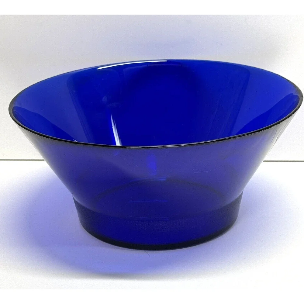 MCM Vintage Cobalt Blue Glass Serving‎ Bowl MCM Textured Bottom HTF